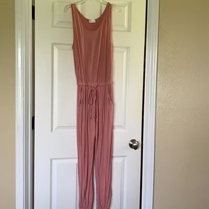 Pink Lily “Let’s Be Happy” blush jumpsuit